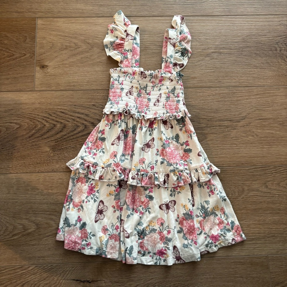 Posh Peanut Pink Floral Ruffle Dress